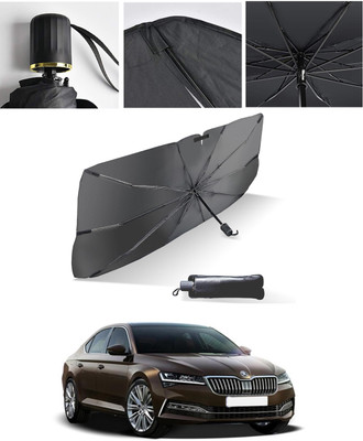 AYW Windshield Sun Shade For Skoda Superb(Black, Silver)