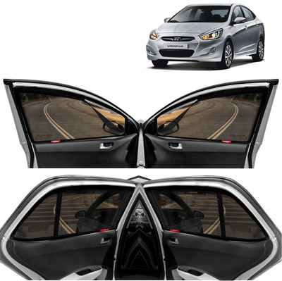 Kingsway Rear Window, Side Window, Windshield Sun Shade For Hyundai Verna(Black)