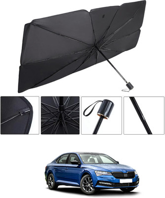 RKPSP Windshield Sun Shade For Skoda Superb(Black, Silver)