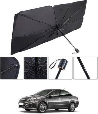 RKPSP Windshield Sun Shade For Fiat Linea(Black, Silver)