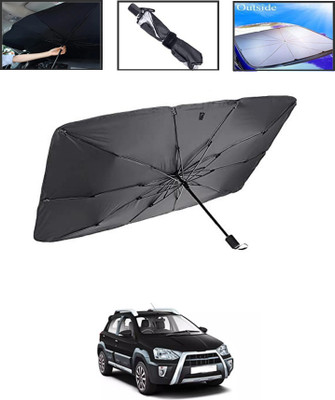 MSNP Windshield Sun Shade For Toyota Etios Cross(Black, Silver)