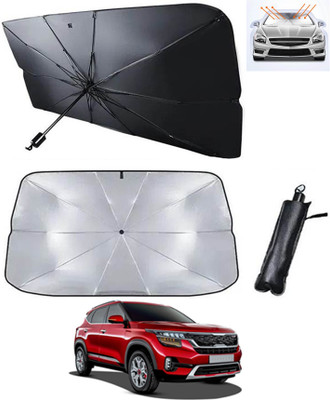 RKPSP Windshield Sun Shade For Kia Sonet(Silver, Black)