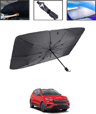 MSNP Windshield Sun Shade For Skoda Kushaq(Black, Silver)