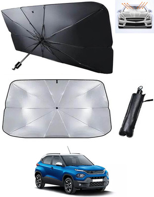 RKPSP Windshield Sun Shade For Tata Punch(Black, Silver)