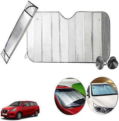 AUTO PEARL Dashboard, Windshield Sun Shade For Datsun Go+(Silver)