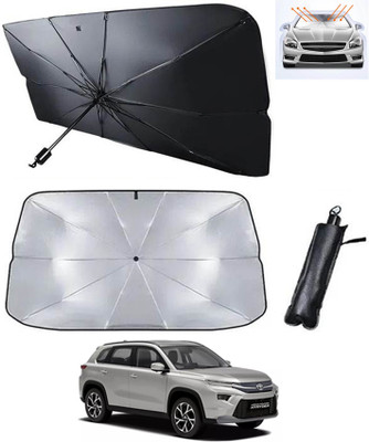 RKPSP Windshield Sun Shade For Toyota Universal For Car(Silver, Black)