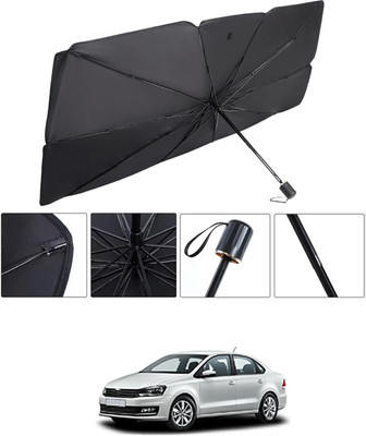 RKPSP Windshield Sun Shade For Volkswagen Vento(Black, Silver)