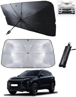 RKPSP Windshield Sun Shade For Tata Harrier(Black, Silver)