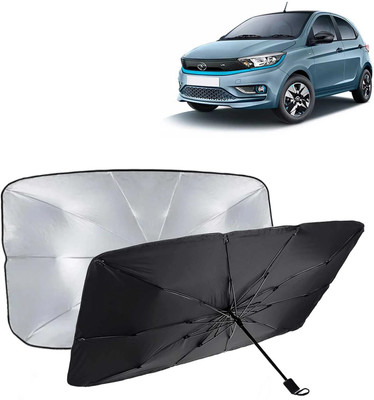Kingsway Dashboard, Windshield Sun Shade For Tata Tiago EV(Black, Silver)