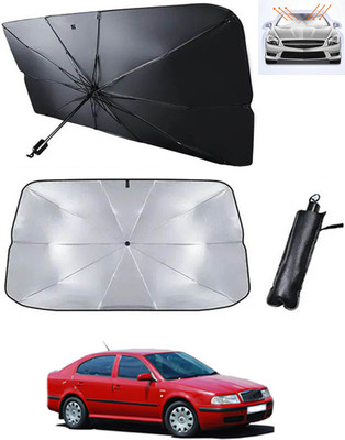 RKPSP Windshield Sun Shade For Skoda Octavia(Black, Silver)