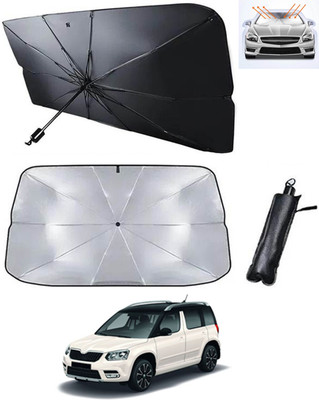 RKPSP Windshield Sun Shade For Skoda Yeti(Black, Silver)