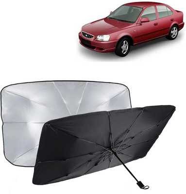 Kingsway Dashboard, Windshield Sun Shade For Hyundai Accent(Black, Silver)
