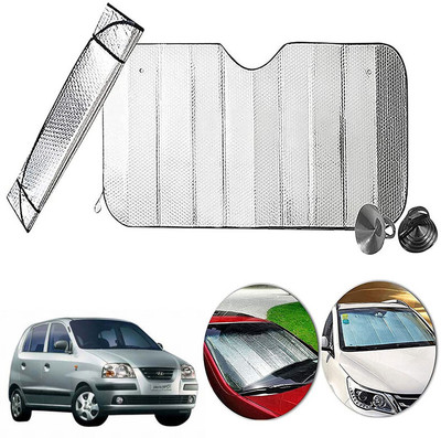 AUTO PEARL Dashboard, Windshield Sun Shade For Hyundai Santro Xing(Silver)