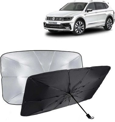 Kingsway Dashboard, Windshield Sun Shade For Volkswagen Tiguan(Black, Silver)