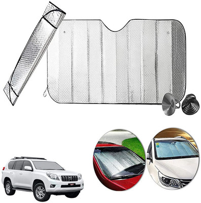 AUTO PEARL Dashboard, Windshield Sun Shade For Toyota Prado(Silver)