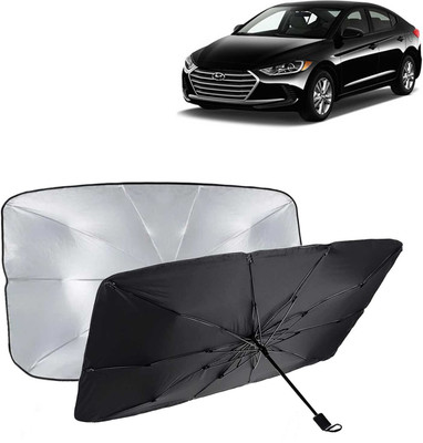 Kingsway Dashboard, Windshield Sun Shade For Hyundai Elantra(Black, Silver)