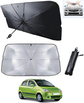 RKPSP Windshield Sun Shade For Chevrolet Spark(Silver, Black)