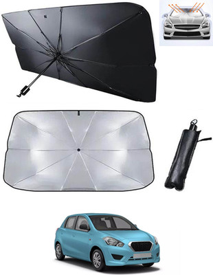 RKPSP Windshield Sun Shade For Datsun Go(Black, Silver)