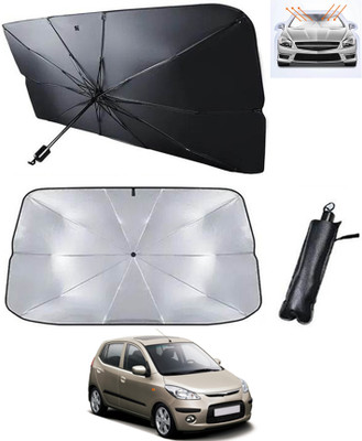 RKPSP Windshield Sun Shade For Hyundai i10(Silver, Black)