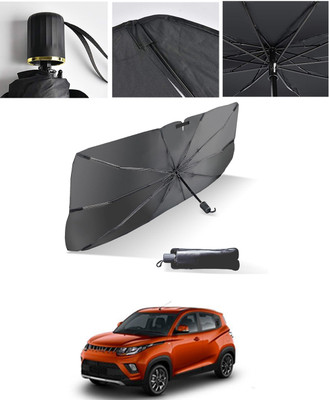 AYW Windshield Sun Shade For Skoda Kushaq(Black, Silver)