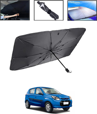 MSNP Windshield Sun Shade For Maruti Suzuki Alto 800(Black, Silver)