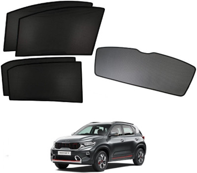 AuTO ADDiCT Side Window, Rear Window Sun Shade For Kia Sonet(Black)