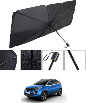 RKPSP Windshield Sun Shade For Tata Nexon(Black, Silver)