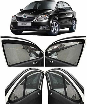 RAKRISH COLLECTION Rear Window, Side Window Sun Shade For Skoda Rapid(Black)