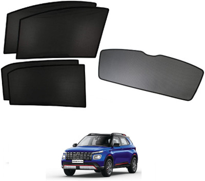 AuTO ADDiCT Side Window, Rear Window Sun Shade For Hyundai Venue(Black)
