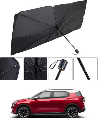 RKPSP Windshield Sun Shade For Citroen Universal For Car(Black, Silver)