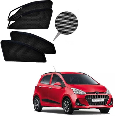 MASS VECHICLE Rear Window, Side Window Sun Shade For Hyundai Grand i10(Black)