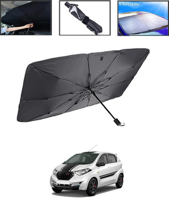 MSNP Windshield Sun Shade For Datsun Redi GO(Black, Silver)