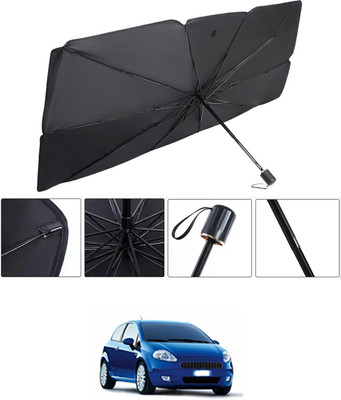RKPSP Windshield Sun Shade For Fiat Grand Punto(Black, Silver)