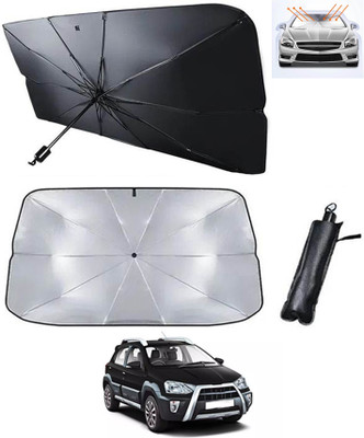 RKPSP Windshield Sun Shade For Toyota Etios Cross(Silver, Black)