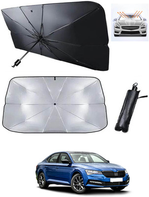 MATIES Windshield Sun Shade For Skoda Superb(Black, Silver)