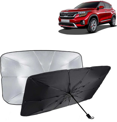 Kingsway Dashboard, Windshield Sun Shade For Kia Seltos(Black, Silver)