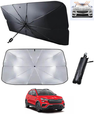 RKPSP Windshield Sun Shade For Skoda Kushaq(Silver, Black)