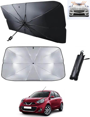 RKPSP Windshield Sun Shade For Nissan Micra(Black, Silver)