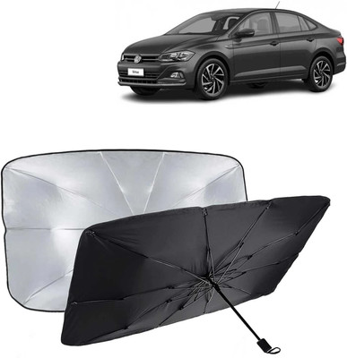 Kingsway Dashboard, Windshield Sun Shade For Volkswagen Virtus(Black, Silver)