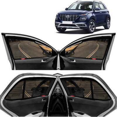 Kingsway Side Window, Rear Window Sun Shade For Hyundai Venue(Black)