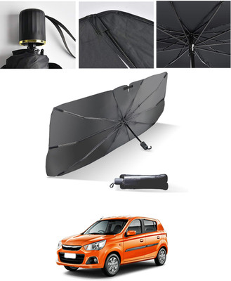 AYW Windshield Sun Shade For Maruti Suzuki Alto 800(Black, Silver)