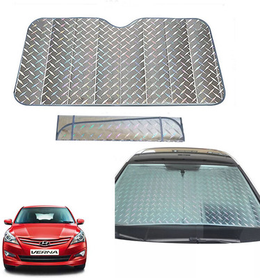 AUTO PEARL Dashboard, Windshield Sun Shade For Hyundai Verna Fluidic(Grey)