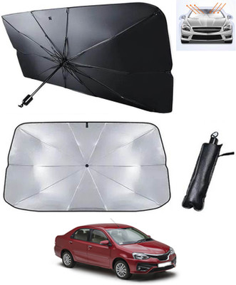 RKPSP Windshield Sun Shade For Toyota Etios(Silver, Black)