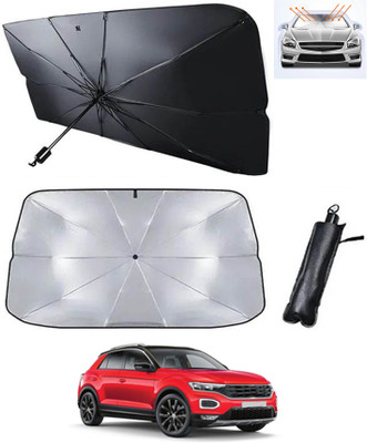 RKPSP Windshield Sun Shade For Volkswagen Universal For Car(Silver, Black)
