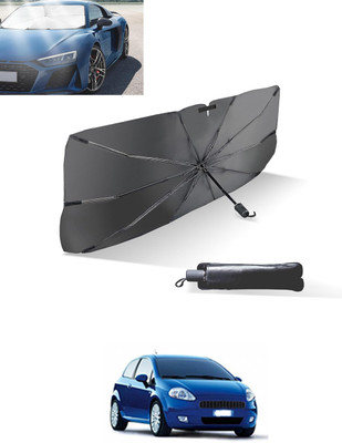 MATIES Windshield Sun Shade For Fiat Grand Punto(Black, Silver)