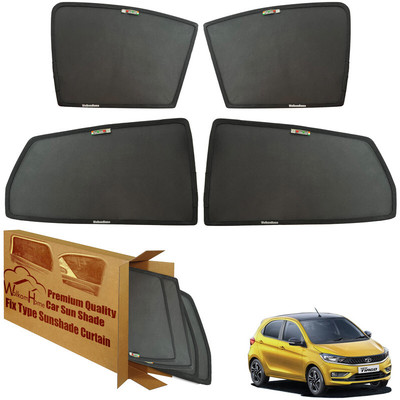 WolkomHome Side Window Sun Shade For Tata Tiago(Black)