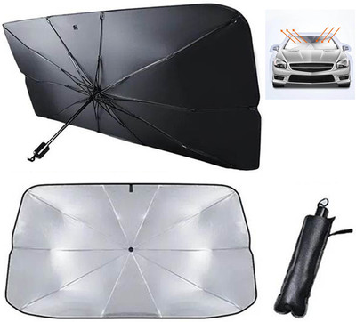 RKPSP Windshield Sun Shade For Universal For Car Universal For Car(Silver, Black)