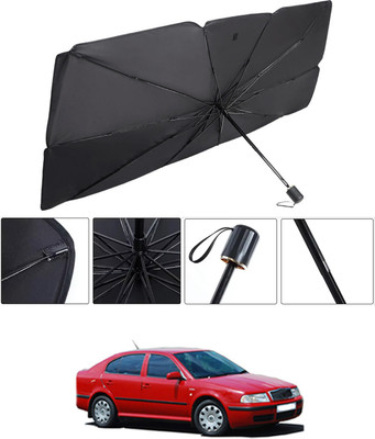 RKPSP Windshield Sun Shade For Skoda Octavia(Black, Silver)