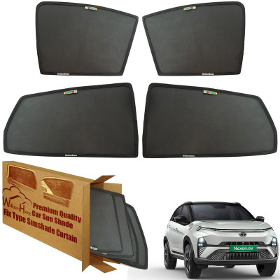 WolkomHome Side Window Sun Shade For Tata Nexon EV(Black)