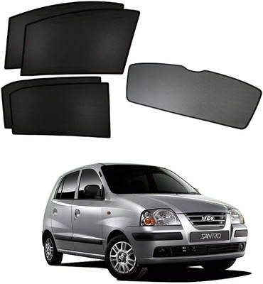 TOP VECHILE Rear Window, Side Window Sun Shade For Hyundai Santro Xing(Black)